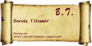 Benda Tihamér névjegykártya